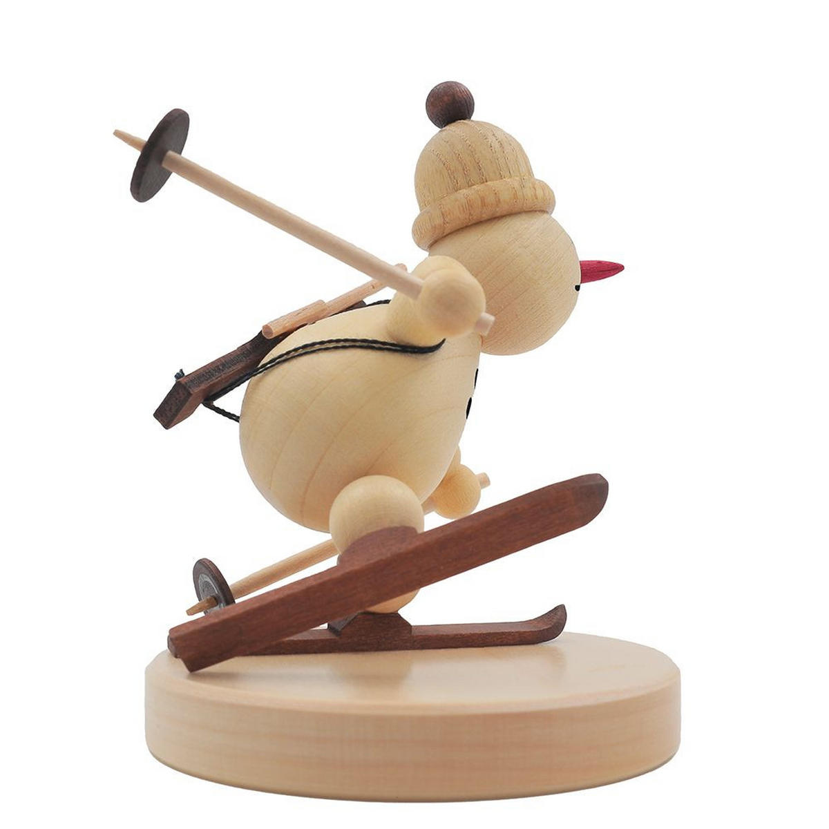 HOLZFIGUR Schneemann Junior laufender Biathlet auf Sockel 9 cm - Multicolor, Holz (7/1/0.1cm)