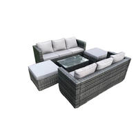 GARTENMÖBELSET mit 2 Hockern 8-Sitzer - Dunkelgrau, Metall - Fimous