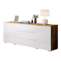 KOMMODE Paris 150 - Weiß Hochglanz/Eiche Wotan, Holzwerkstoff (150/68/39cm) - MIRJAN24