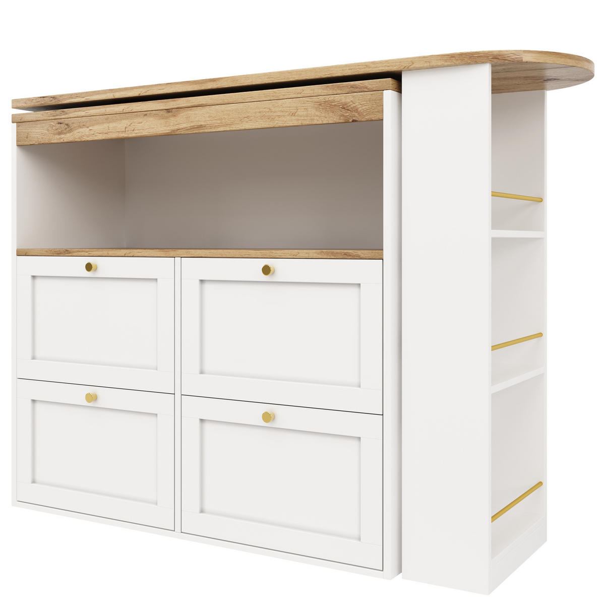SCHRANK mit 4 Schubladen und Drehregal 105 x 39 x 102 cm Weiß - Weiß, Holz (39/104/204cm) - Beauniv