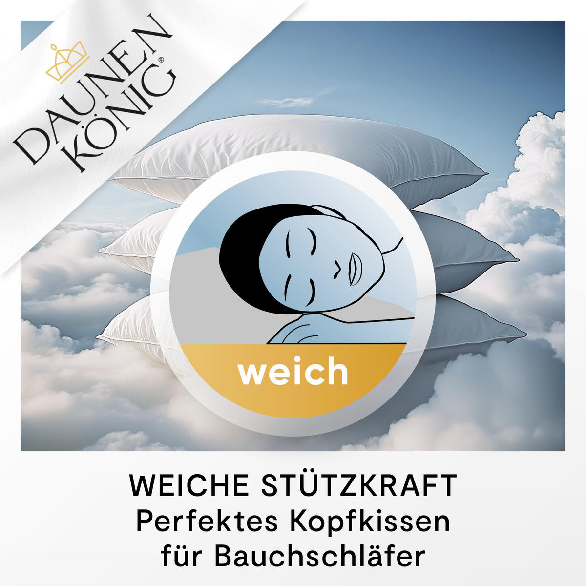 DAUNENKOPFKISSEN QUEEN Entendaunen weich - Weiß, Naturmaterialien/Textil (40/80cm) - Daunenkönig