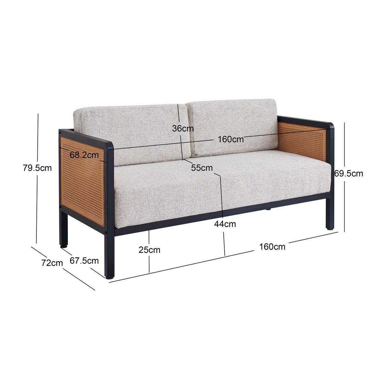 SOFA Wolle Weiß - Weiß, Textil (160/82/68cm) - Nordlys