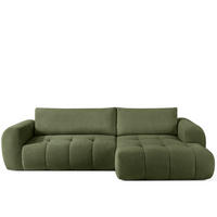 ECKSOFA RECHTS LIRA, Olivgrün, Bouclé - Olivgrün, Holz/Holzwerkstoff (295/112cm) - KONSIMO®