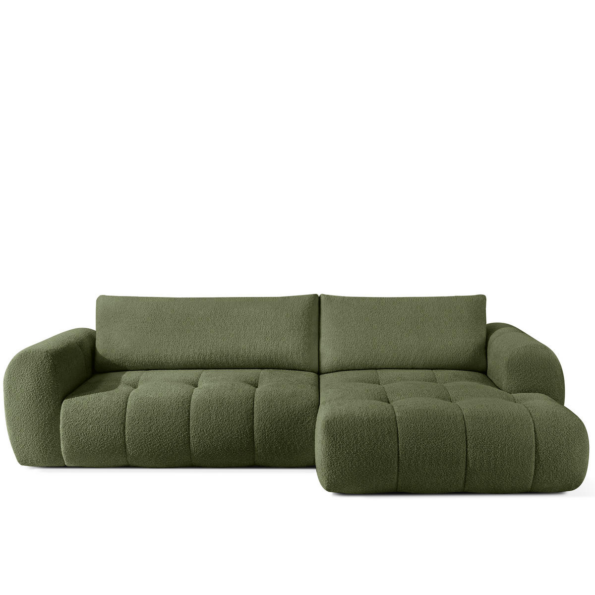 ECKSOFA RECHTS LIRA, Olivgrün, Bouclé - Olivgrün, Holz/Holzwerkstoff (295/112cm) - KONSIMO®