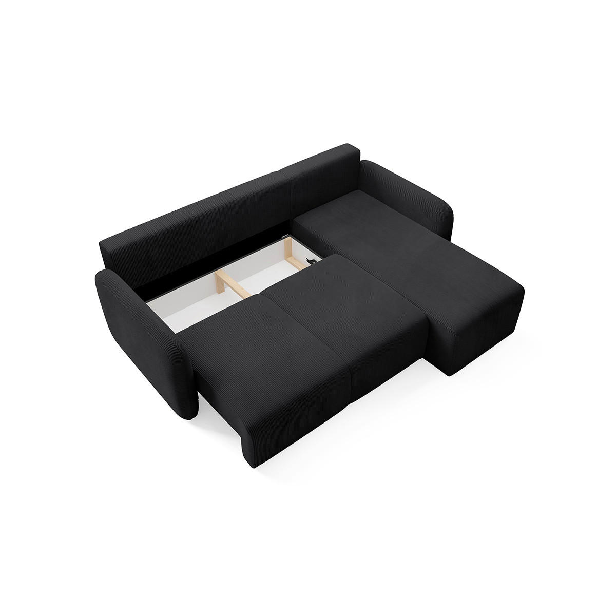 ECKSOFA Dora 3 Sitzplätze Schwarz - Schwarz, Holz (245/185cm) - Petits-meubles