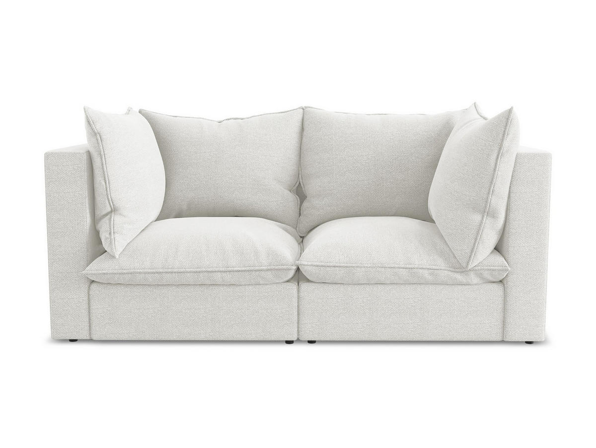 2-SITZER-SOFA Bouclé Stoff Weiß - Schwarz/Weiß, Holzwerkstoff/Kunststoff (180/77/90cm) - LaMiaSofa