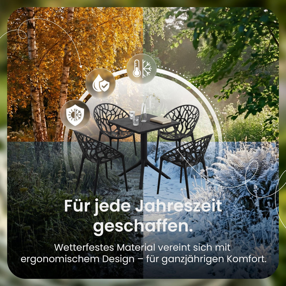 GARTENSITZGRUPPE 4 Kunststoff Schwarz - Schwarz, Kunststoff - CLP