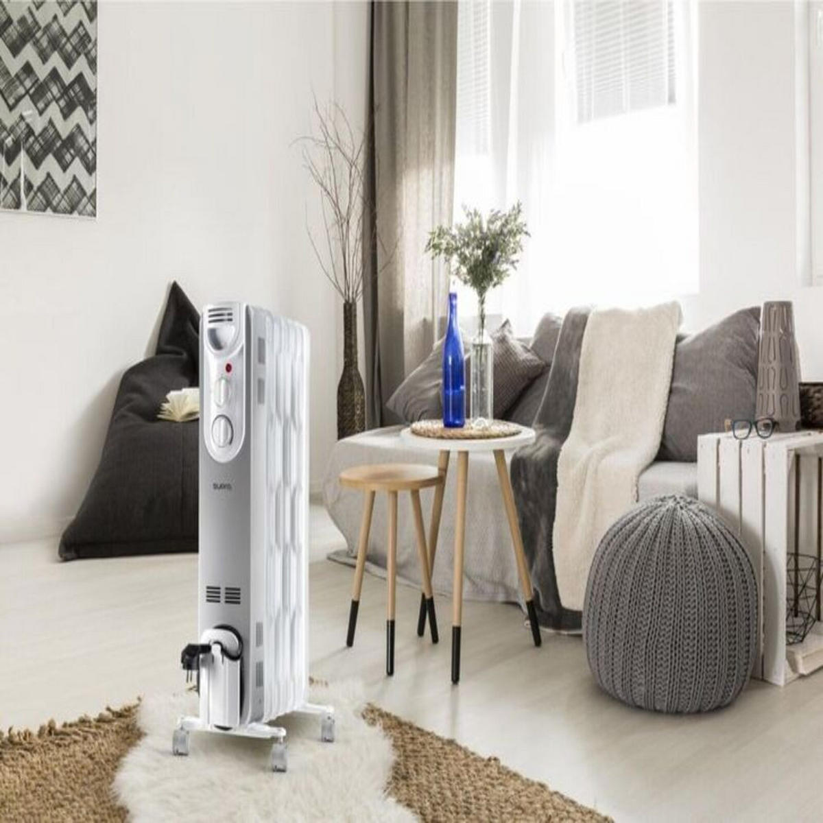 ÖLRADIATOR – SUPRA ORSO 2500 W – 3 Heizstufen, Mechanisches Thermostat, Leise Elektroheizung, Frostschutz, Überhitzungs- & Kippschutz, Mobil - Weiß, Keramik/Metall (47/64/25cm)