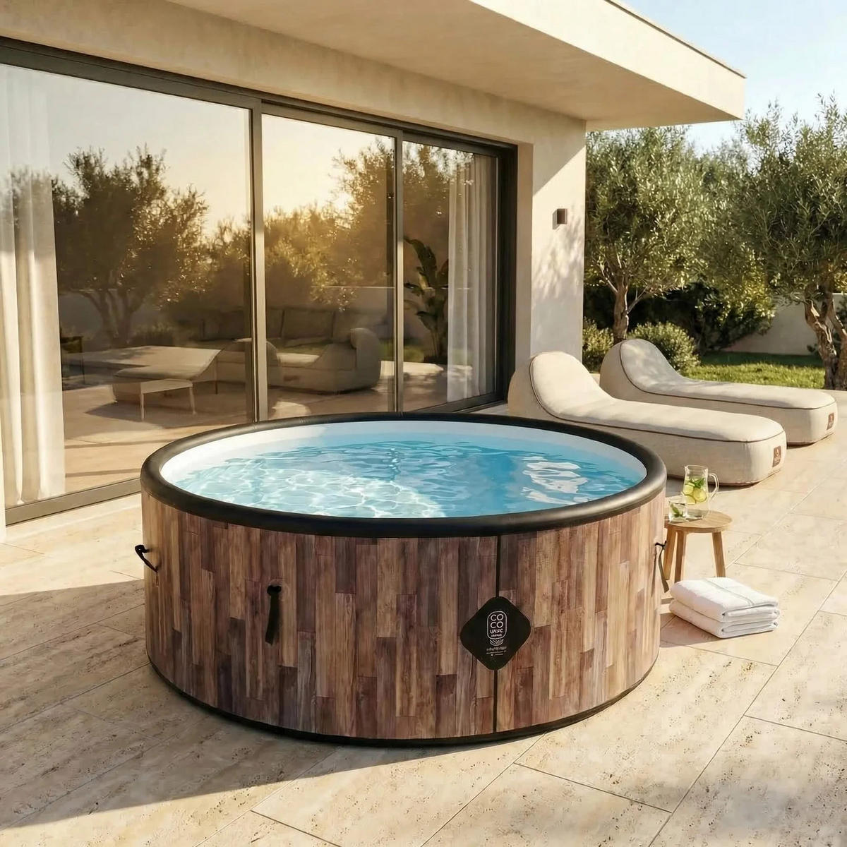 POOL Aufblasbar Fidji - Durchmesser 180 cm - 1100 Liter - 4 Personen - Braun, Kunststoff (180/70/70cm) - COCO SPA