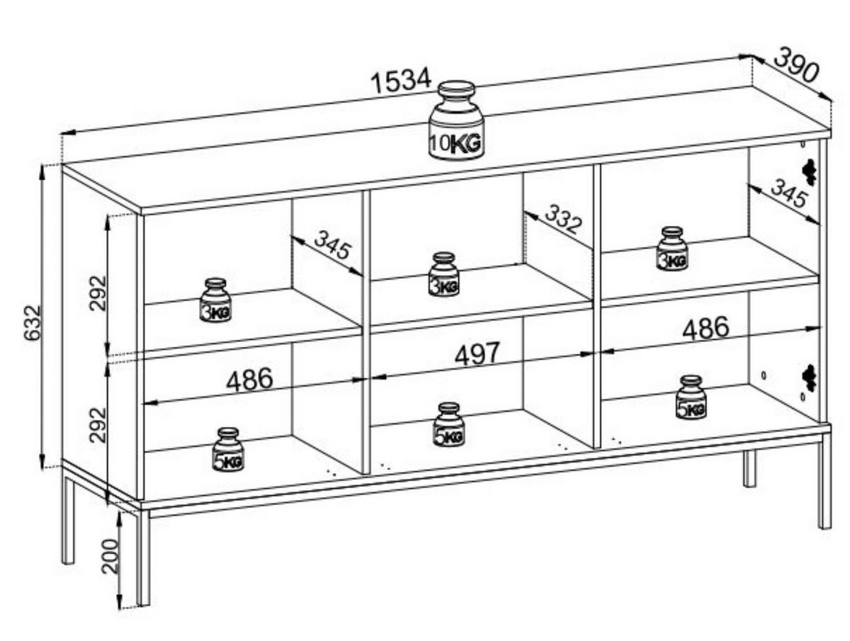 SIDEBOARD mit 3 Schubladen LINO Kaschmir - Kaschmir, Holzwerkstoff (154/83/39cm) - Compleo24