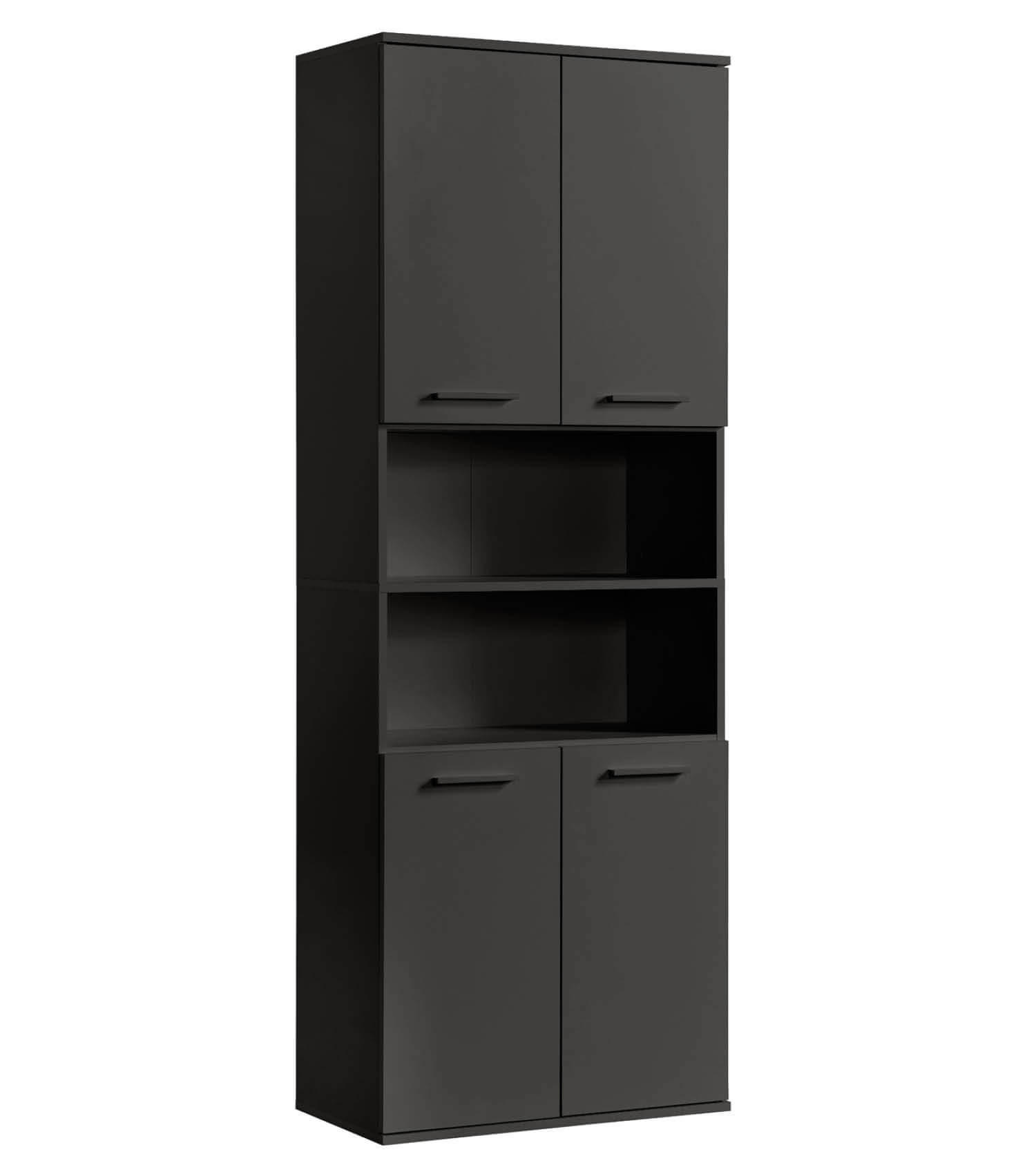BAD HOCHSCHRANK Der Kapitän - Schwarz, Holzwerkstoff (65/180/34cm) - Mokebo