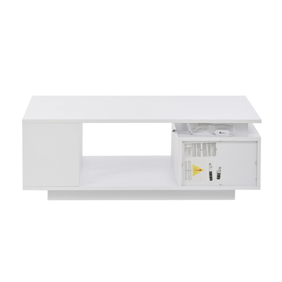 COUCHTISCH 100/50/36 cm mit LED-Beleuchtung, Schublade und seitlichen Ablagefächern, Weiß - Weiß, Holzwerkstoff (100/50/36cm) - Redom