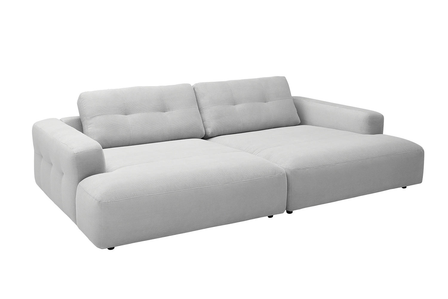BIG SOFA MIKA Silber Cord - Silberfarben/Schwarz, Kunststoff/Textil (300/86/167cm) - KAWOLA