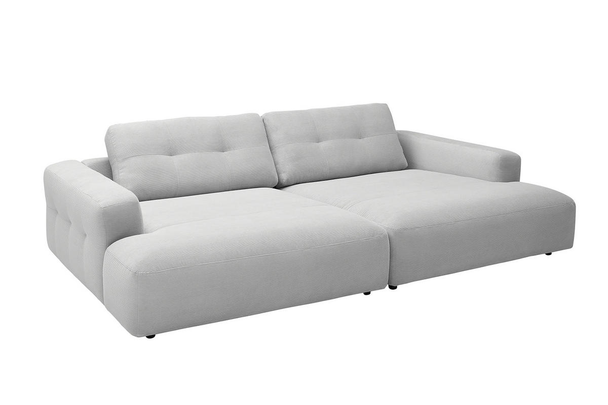 BIG SOFA MIKA Silber Cord - Silberfarben/Schwarz, Kunststoff/Textil (300/86/167cm) - KAWOLA
