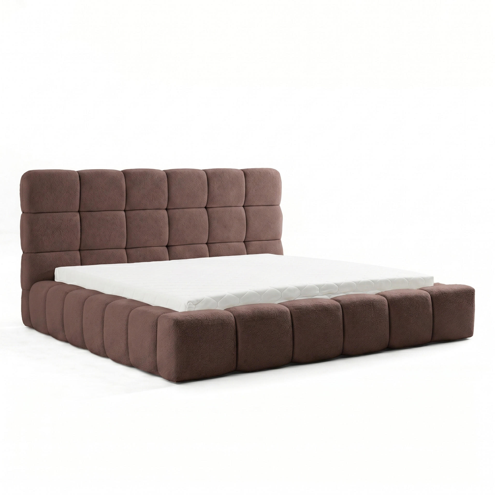 POLSTERBETT AMITY MAXI 160x200 cm in Terrakotta, gepolstertes Kopfteil, Lattenrost, Bettkasten, Bouclé-Stoff - Terracotta/Naturfarben, Holz/Textil (160/200cm) - Muffo