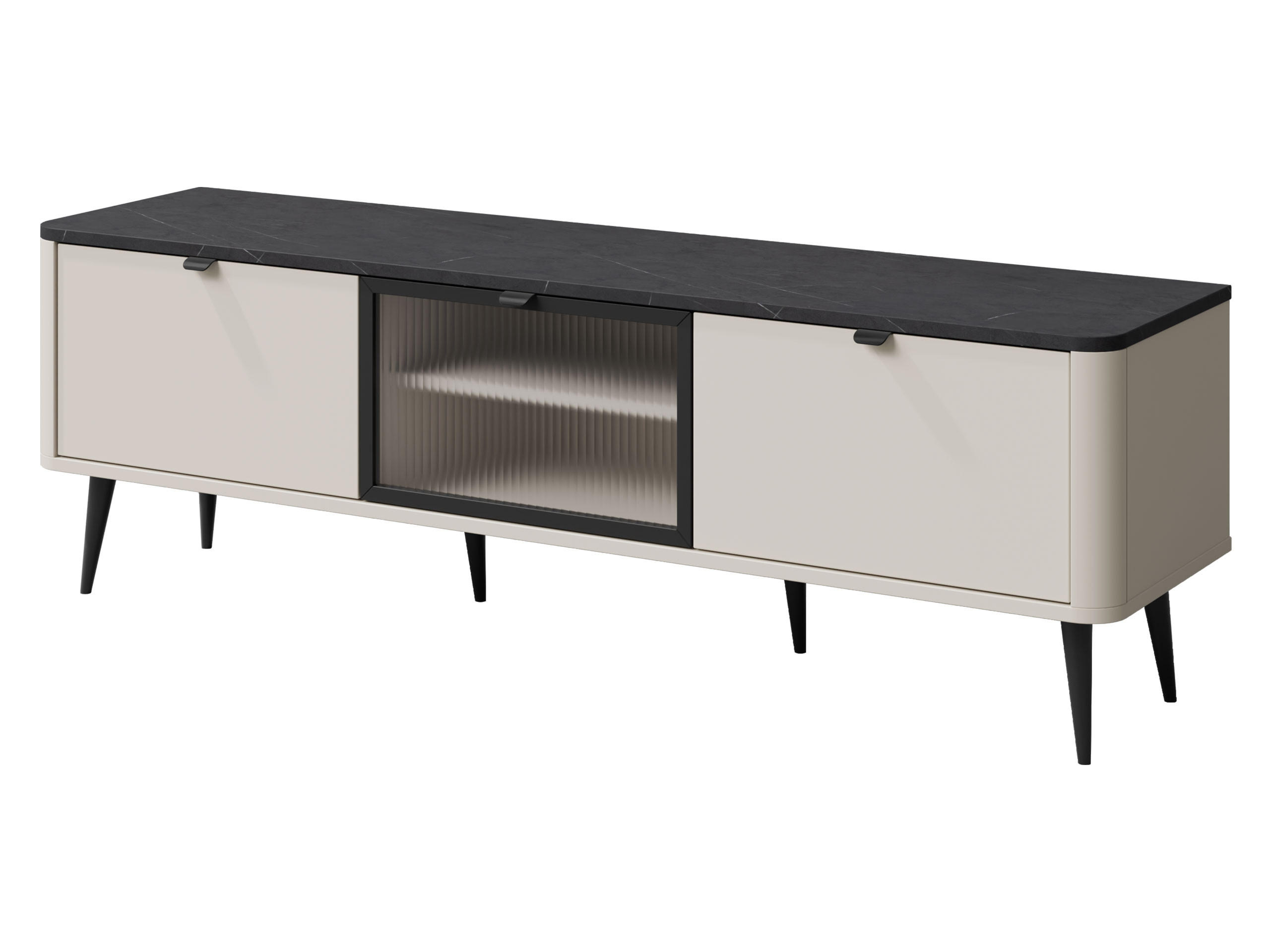TV-ELEMENT Marly 2K1W RE12 - Kaschmir/Schwarz, Holzwerkstoff/Metall (160/52/40cm) - MIRJAN24