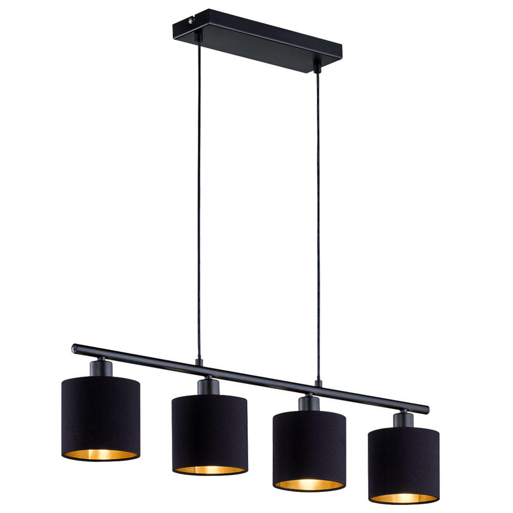 LED HÄNGELEUCHTE Textil Schwarz-Gold - Schwarz, Metall (75/12/150cm)