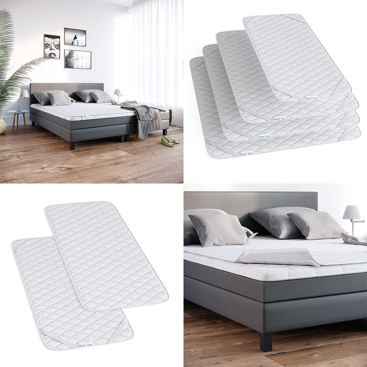 MATRATZENSCHONER Weiß 90 x 200 cm - Weiß, Textil - VitaliSpa