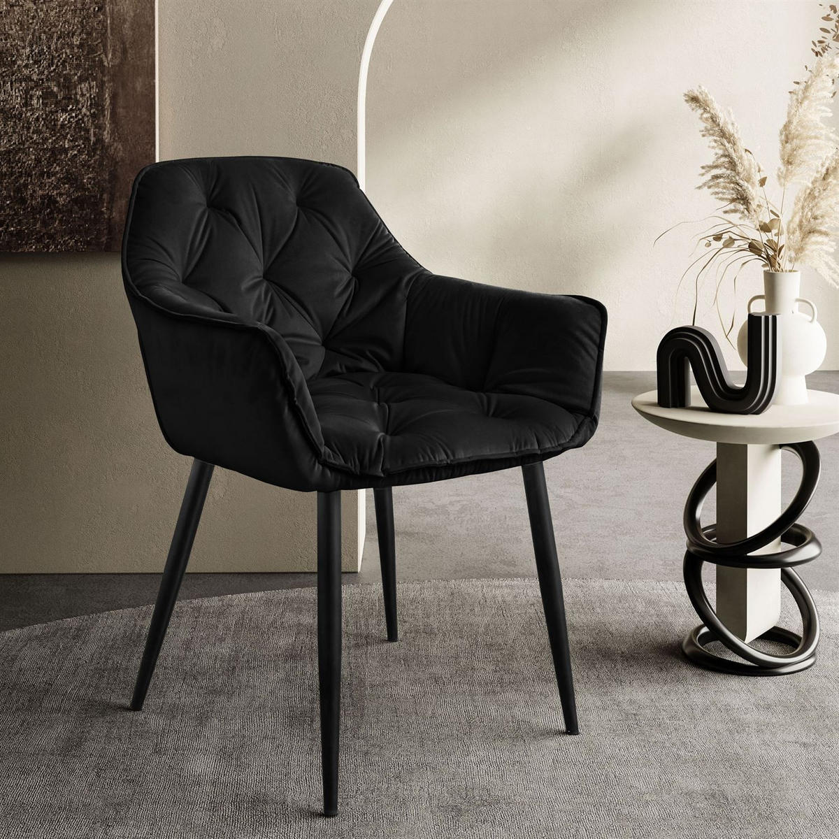 ARMLEHNENSTUHL TOKIO - Schwarz, Textil (60/96/46cm) - Lookway