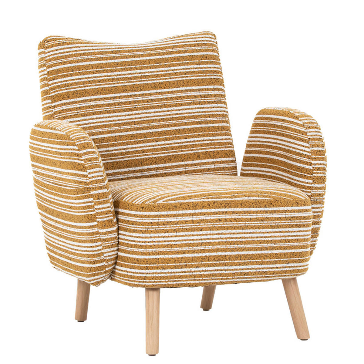 SESSEL Kreismuster Stoff Massivholzbeine Lesesessel - Gelb, Textil (77/87/81cm) - Kaket