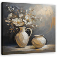 WANDBILD stillleben blumen vase - Grau, Textil (40/40cm) - Feeby