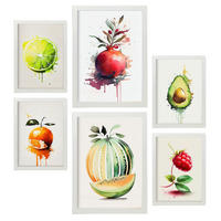 POSTER Set Mit 6 Sommerfrüchte Plakate Von Obst, Gemüse & Gesunden Lebensmitteln Im Aquarell Kunst Auf Reinweißen Hintergründen A3 & A4 Weißer Rahmen - Weiß, Papier (29/3cm) - Nacnic