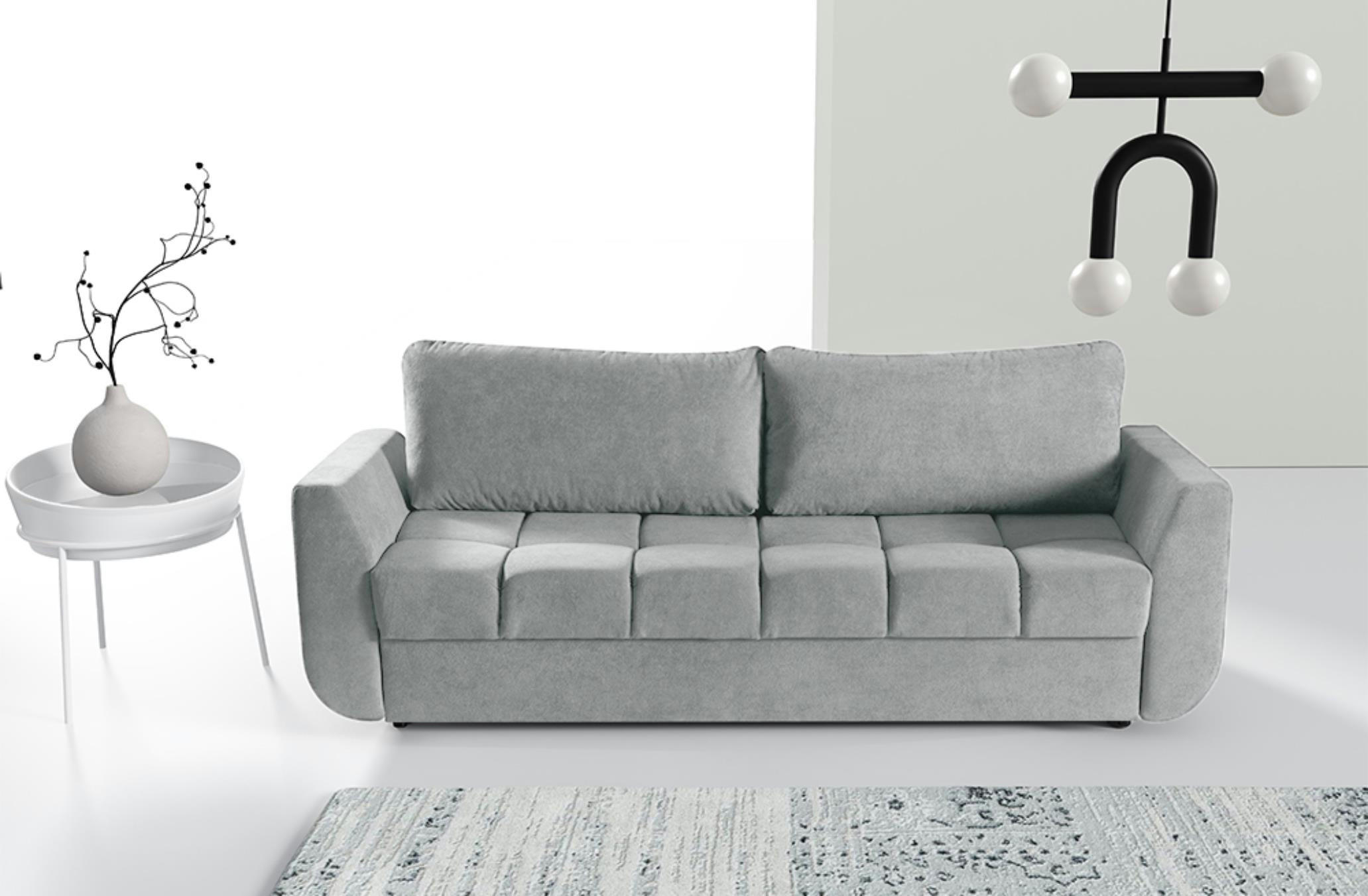 SOFA Delta Hellgrau, mit Schlaffunktion - Hellgrau, Holzwerkstoff (245/93/118cm) - Bettso