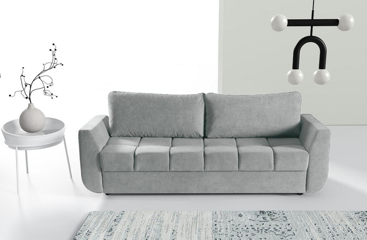 SOFA Delta Hellgrau, mit Schlaffunktion - Hellgrau, Holzwerkstoff (245/93/118cm) - Bettso