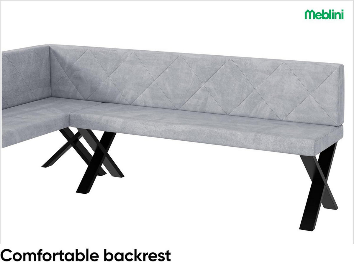 ECKBANK ERIC_X - Hellgrau, Textil (142/196cm) - Meblini