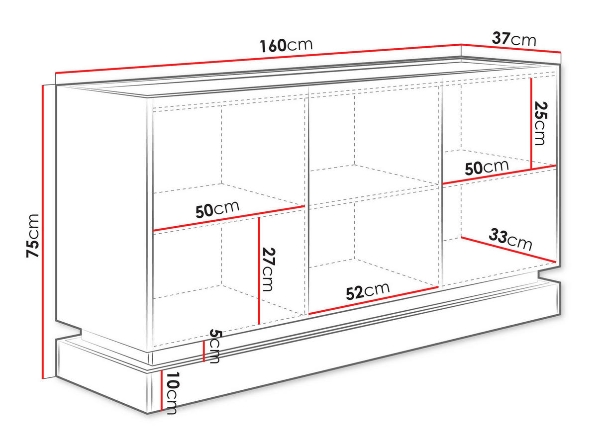 SIDEBOARD Zarpant K160 3D - Eichefarben/Schwarz, Holzwerkstoff (160/75/37cm) - MIRJAN24