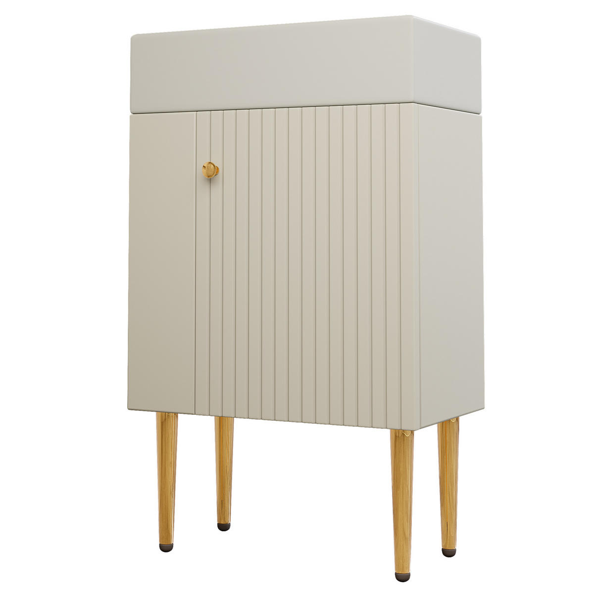 KOUPELNOVÁ skříňka s umyvadlem z MDF 55x31x91 cm bílá volně stojící s bočními policemi a 3D čelem - bílá, kompozitní dřevo (55/91.5/31cm) - Modfu