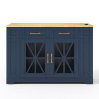 KÜCHENINSEL Blau-Natur 120/65/92 cm - Blau, Holzwerkstoff (120/92/65cm) - PANGIVO