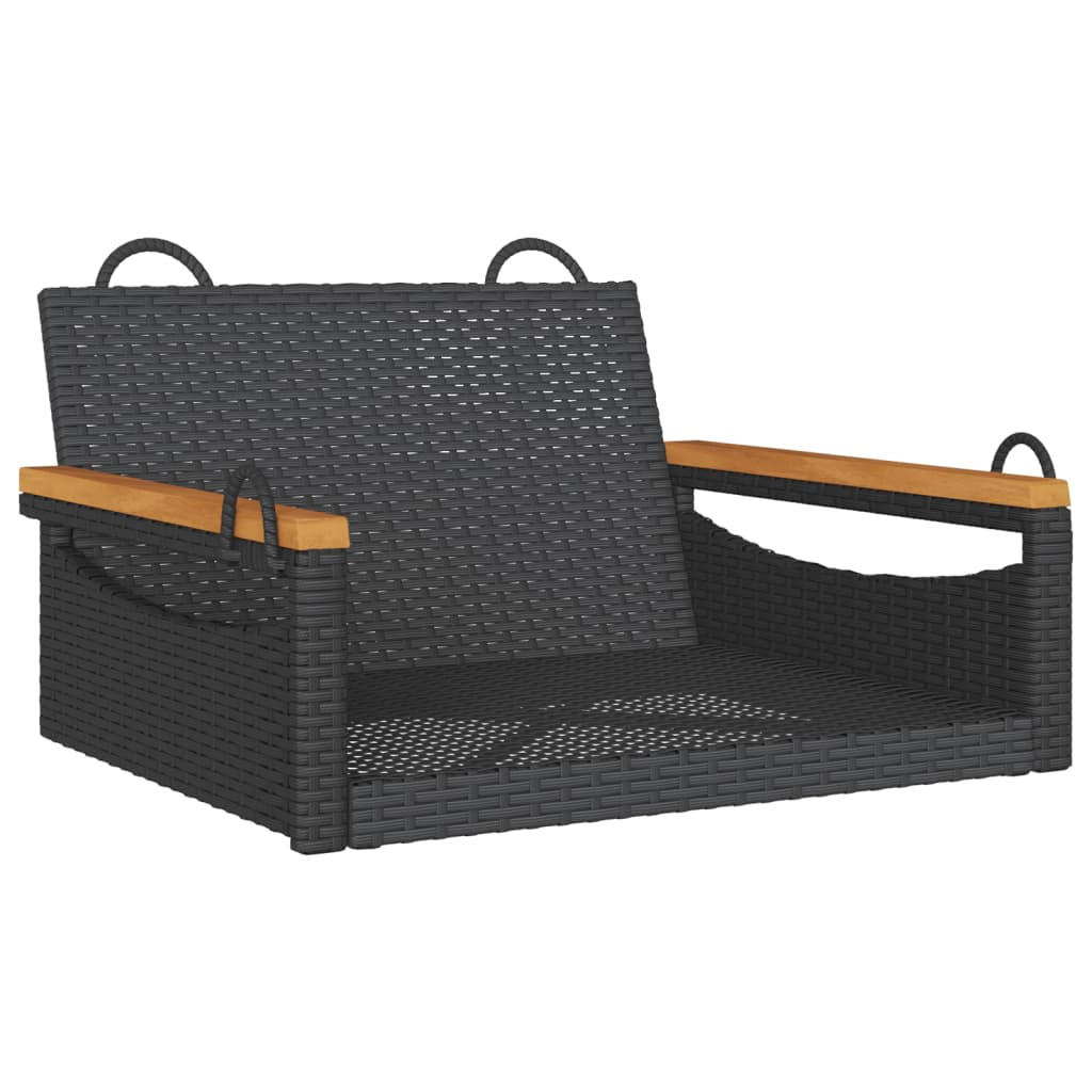 HÄNGESESSEL Schwarz 63x62x40 cm Poly Rattan - Schwarz, Kunststoff (63/40/62cm) - furnicato
