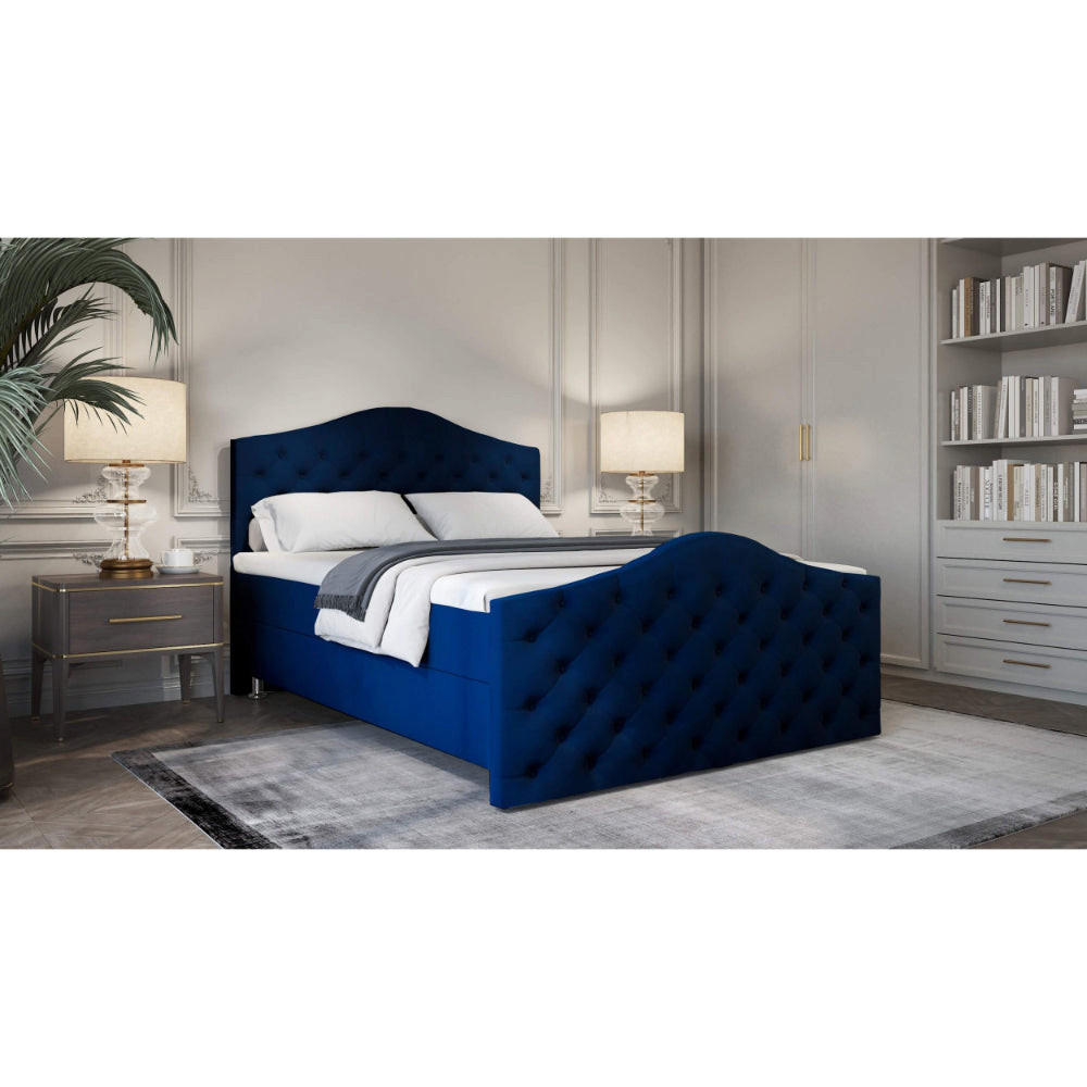 BOXBETT Roma Bonellfederkern inkl. 7-Zonen Topper T-30 mit Bettkasten - Blau, Holz/Holzwerkstoff (200/200cm) - Best For Home