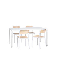 GARTEN-SET mit Tisch und 4 stapelbaren Stühlen in Weiß Hilda - Weiß, Kunststoff - Klast Home
