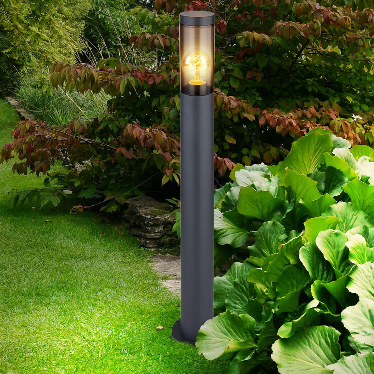 LED STEHLEUCHTE Edelstahl Anthrazit - Anthrazit, Metall (7.6/7.6/80cm) - Globo Lighting