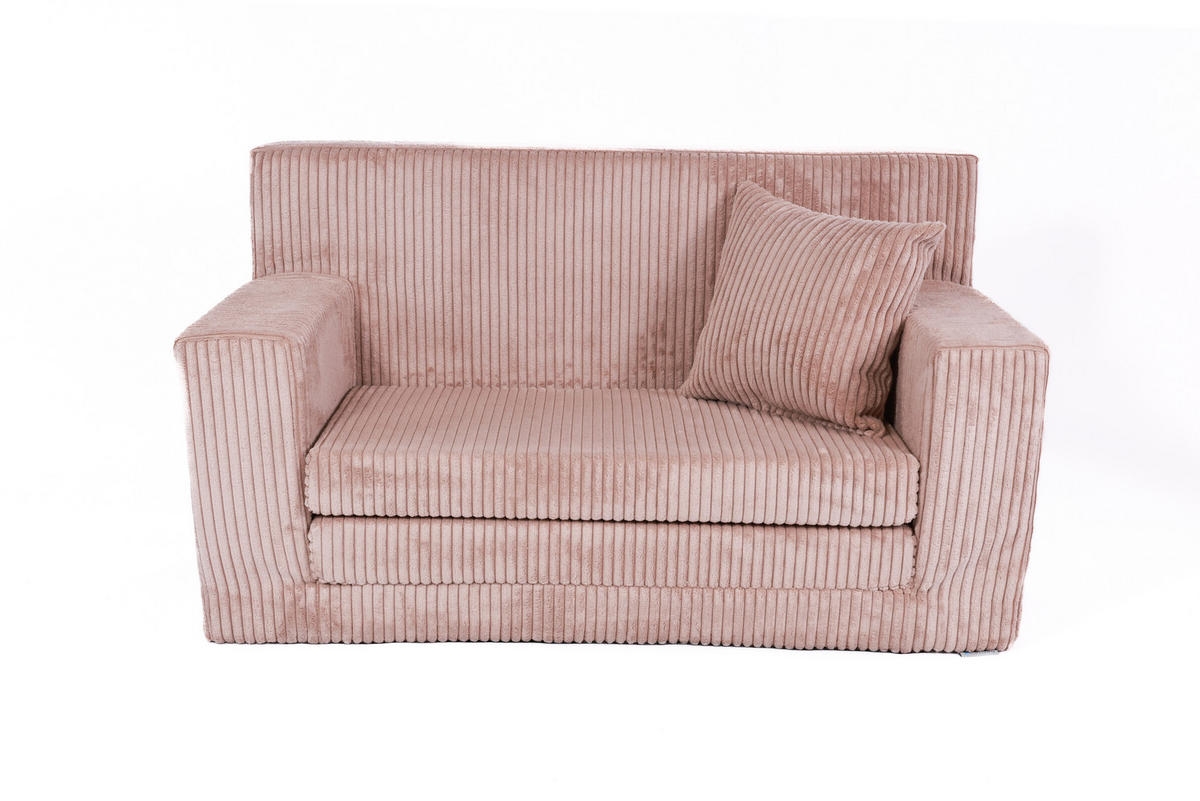 KINDERSOFA aus Kuschel-Cord in Altrosa - Altrosa, Textil (83/47/43cm) - Fortisline