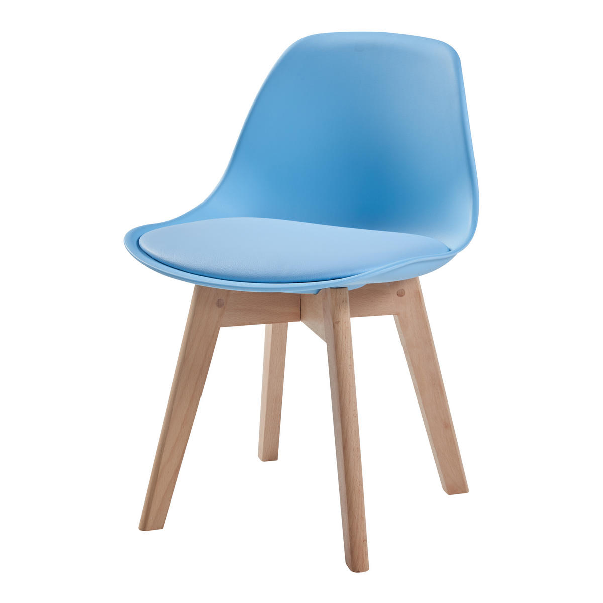 KINDERSTUHL Elvdal - Blau/Naturfarben, Holz/Kunststoff (38/56/33cm) - [en.casa]