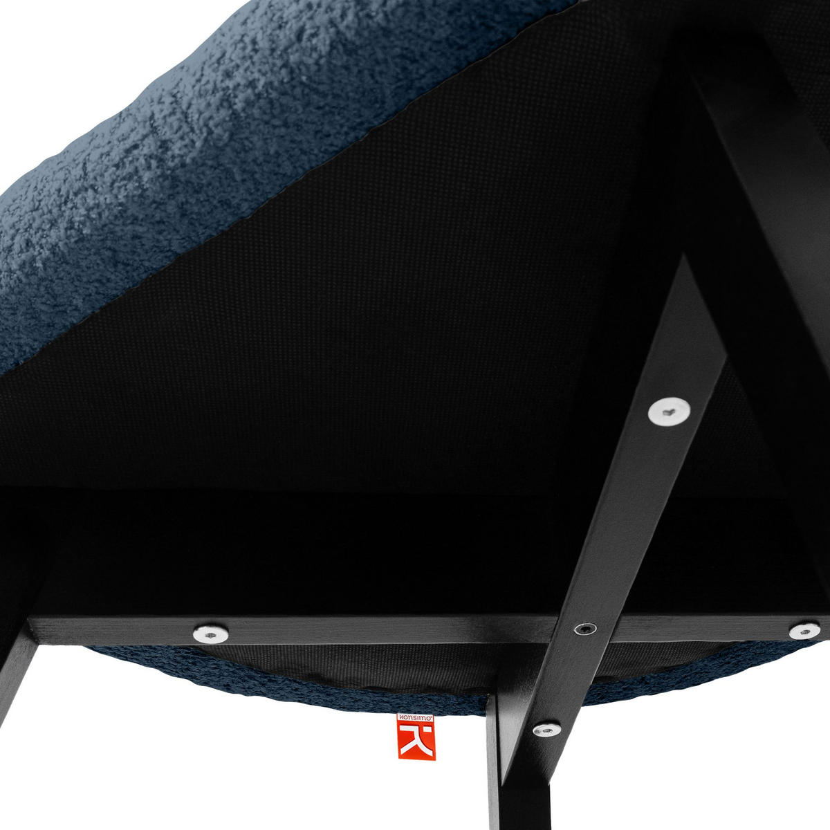 POLSTERSTUHL LONIS Esszimmerstühle 2er Set - Schwarz/Dunkelblau, Holz/Textil (55/82/54cm) - KONSIMO®