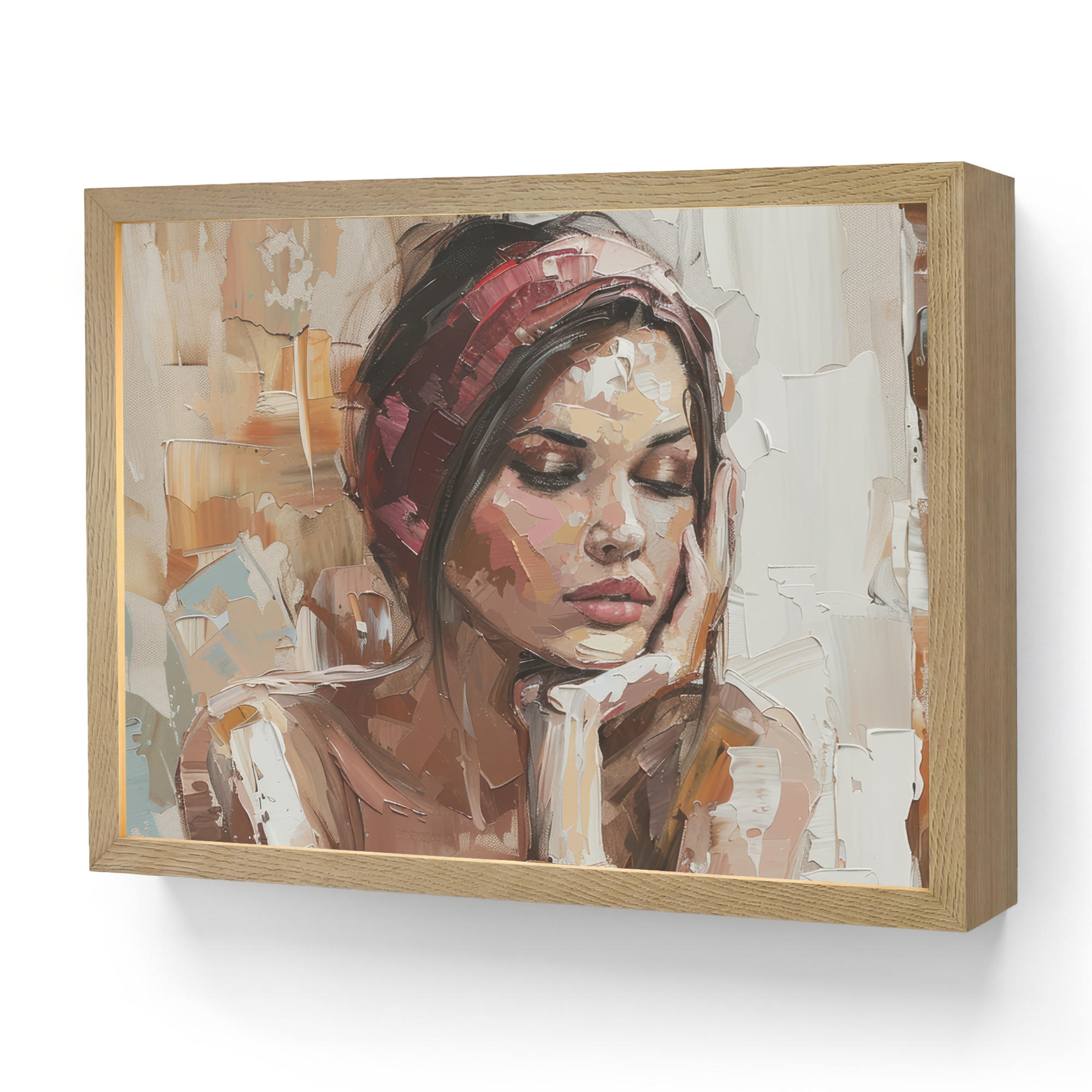 OnlyWow NÁSTĚNNÁ LAMPA S AKUMULÁTOREM Žena - vzhled malby - portrét - moderní 40x30 cm