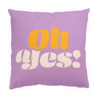 DEKOKISSEN Retro Typografie Oh Yes 40/40 cm - Violett, Textil (40/40/10cm) - Bilderwelten