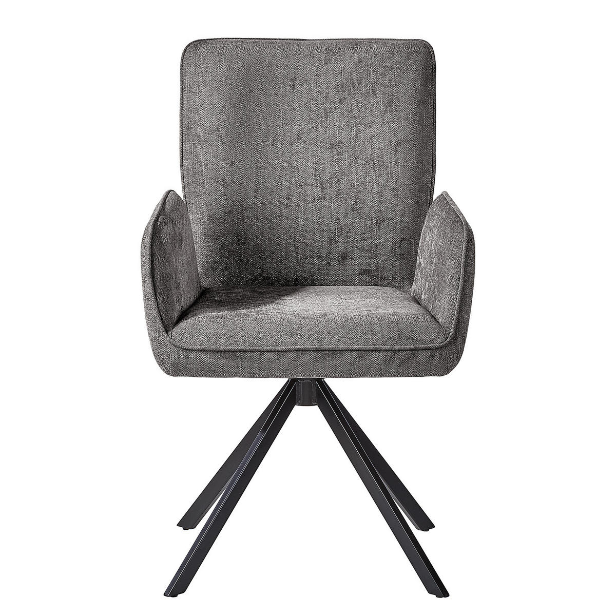 DREHBARER ARMLEHNENSTUHL - Flachgewebe / Eisen - Anthrazit, Textil/Metall (56/94/64cm) - home24