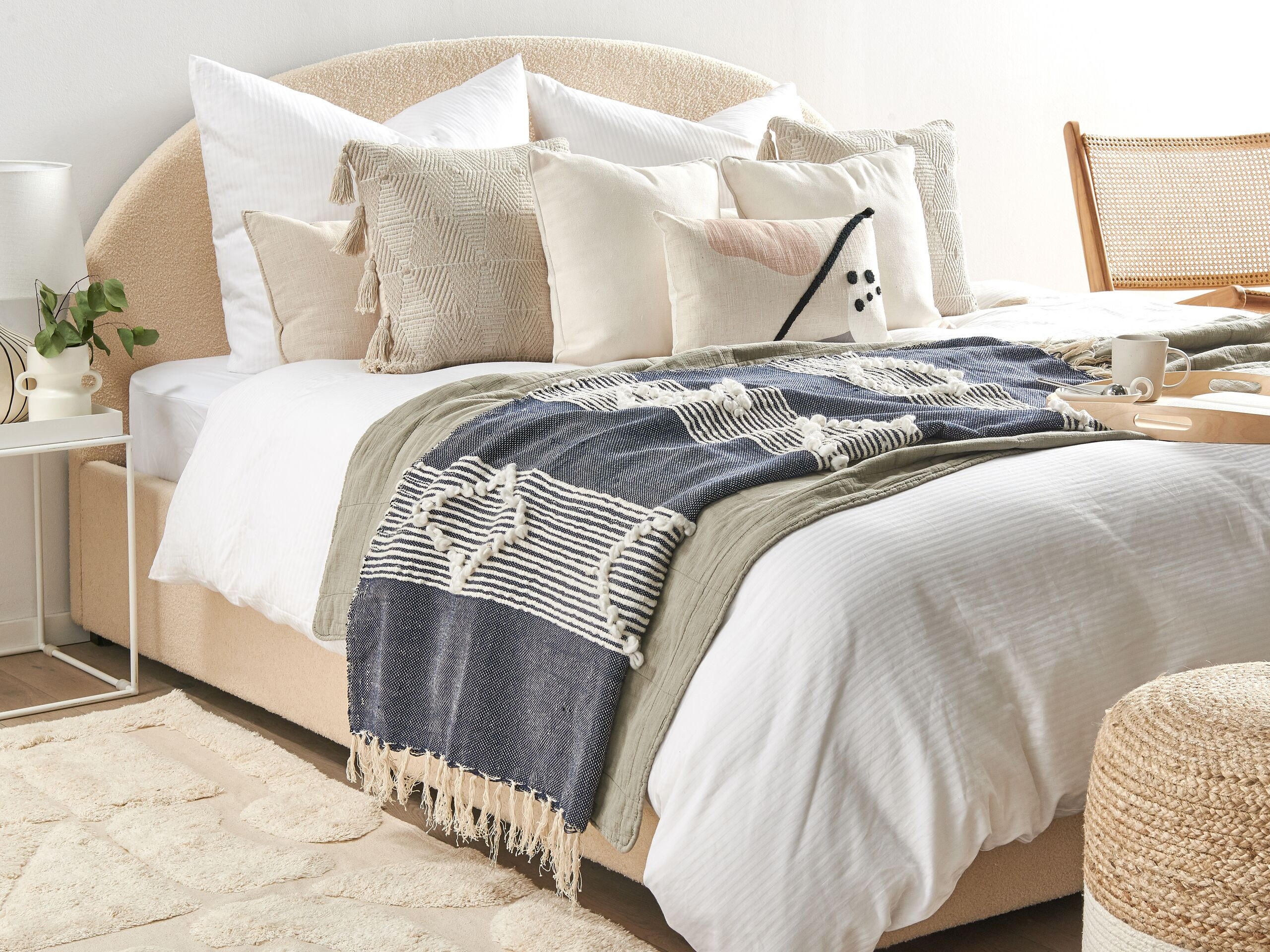 DECKE Dunkelblau Nemli 155/130 cm - Dunkelblau, Textil (130/150cm) - Beliani