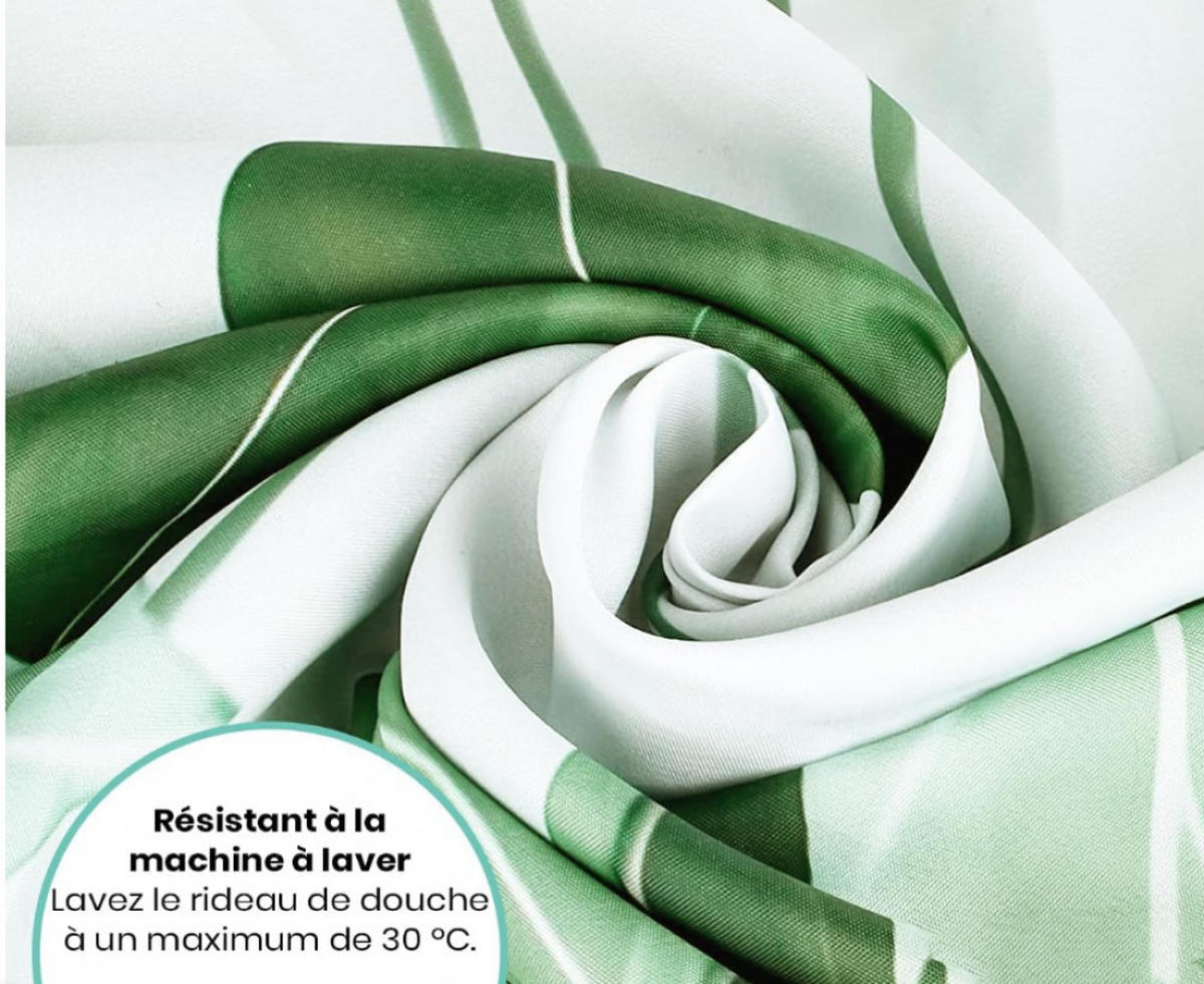 DUSCHVORHANG Strelitzie Polyester Blätter Muster mit Schlaufen schimmelresistent - Grün, Textil (180/200cm) - MCBOSON