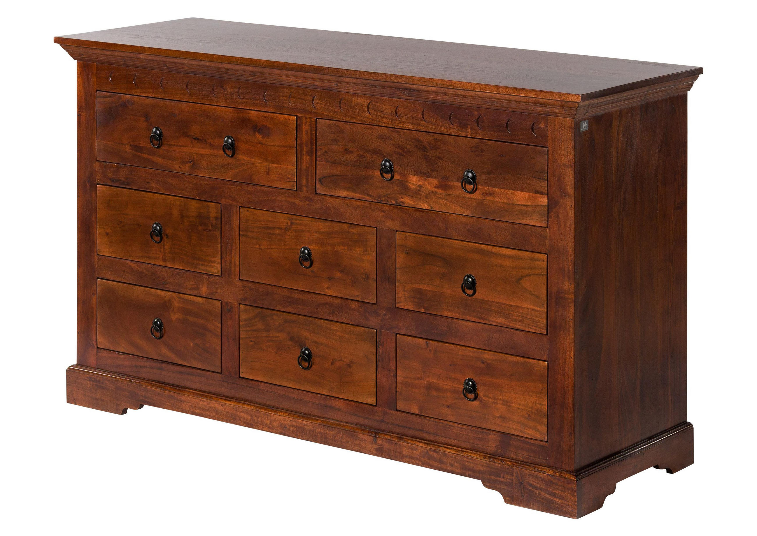 KOMMODE Akazie 145x49x85 nougat lackiert OXFORD #524 - Dunkelbraun, Holz (145/85/49cm) - Massivmoebel24