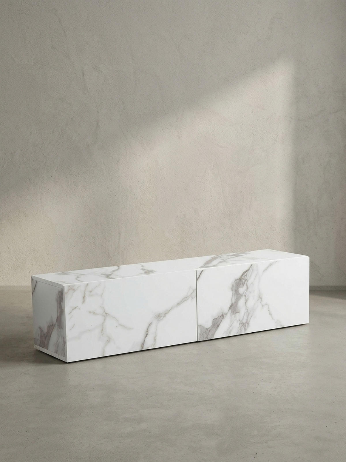 TV-LOWBOARD hängend, Marmor-Optik, Klapptüren, modern, Weiß 120x30x30 cm - Weiß, Metall (120/30/30cm) - KADIMA DESIGN