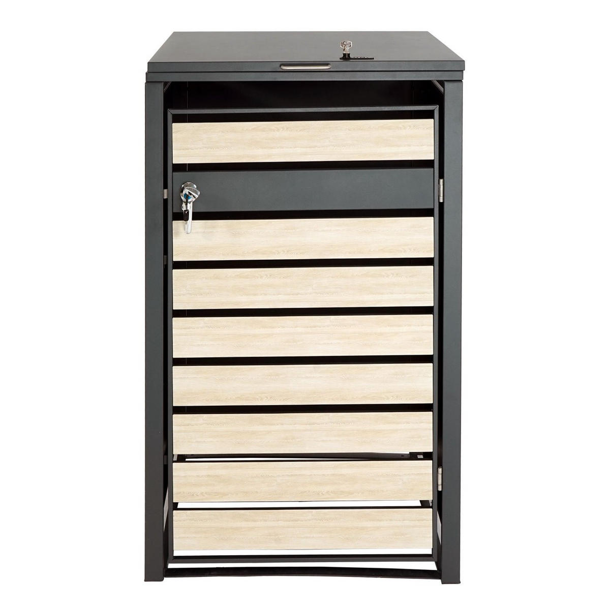 MÜLLTONNENBOX 1er 117x68x80cm Anthrazit Buche-Holzoptik Hellbraun - Hellbraun, Metall (68/117/80cm) - PROREGAL