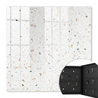 SCHLÜSSELBOX Schwarz 30x30 cm- Türöffnung nach rechts - Heller Terrazzo - Weiß, Metall (30/30/5cm) - TULUP