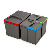 RECYCLINGBEHÄLTER für Küchenschublade, Höhe 216mm, 1x12l, 2x6l, Kunststoff anthrazitgrau 3er-set - Anthrazit, Kunststoff (21.6/22/31.2cm) - EMUCA