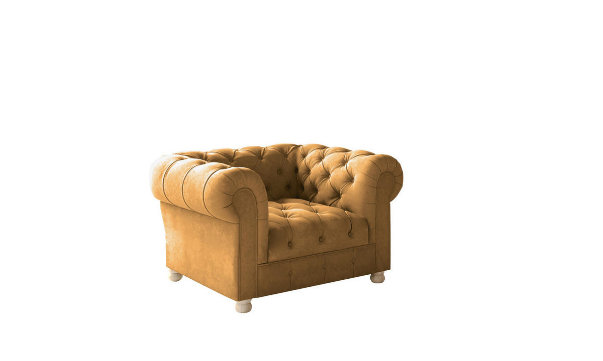 SESSEL CHESTERFIELD Elegant Klassisch Schick Stoff Whisper Velours Kupfer - Kupferfarben, Holz (112/77/90cm) - Kaiser Möbel